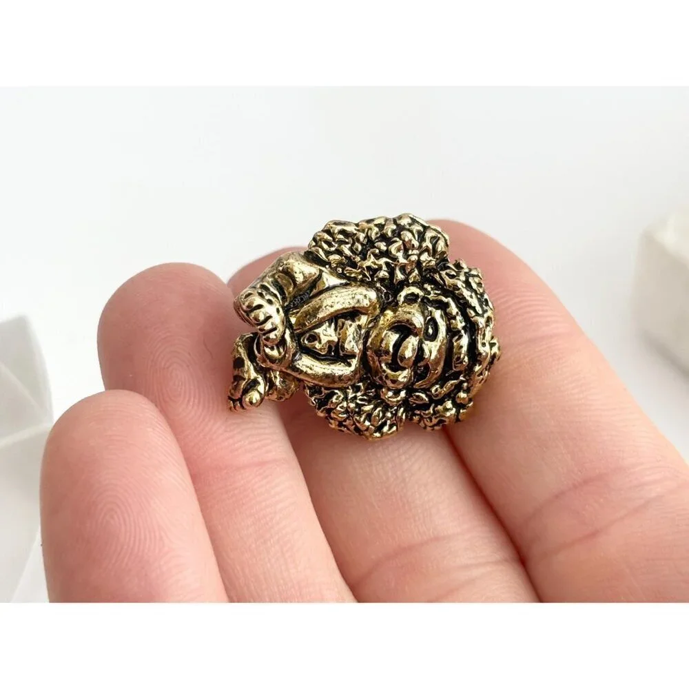 Cherub Angel Dark Gold Toned Carved Tiny Vintage Cute Jewelry Brooch | Lapel Pin